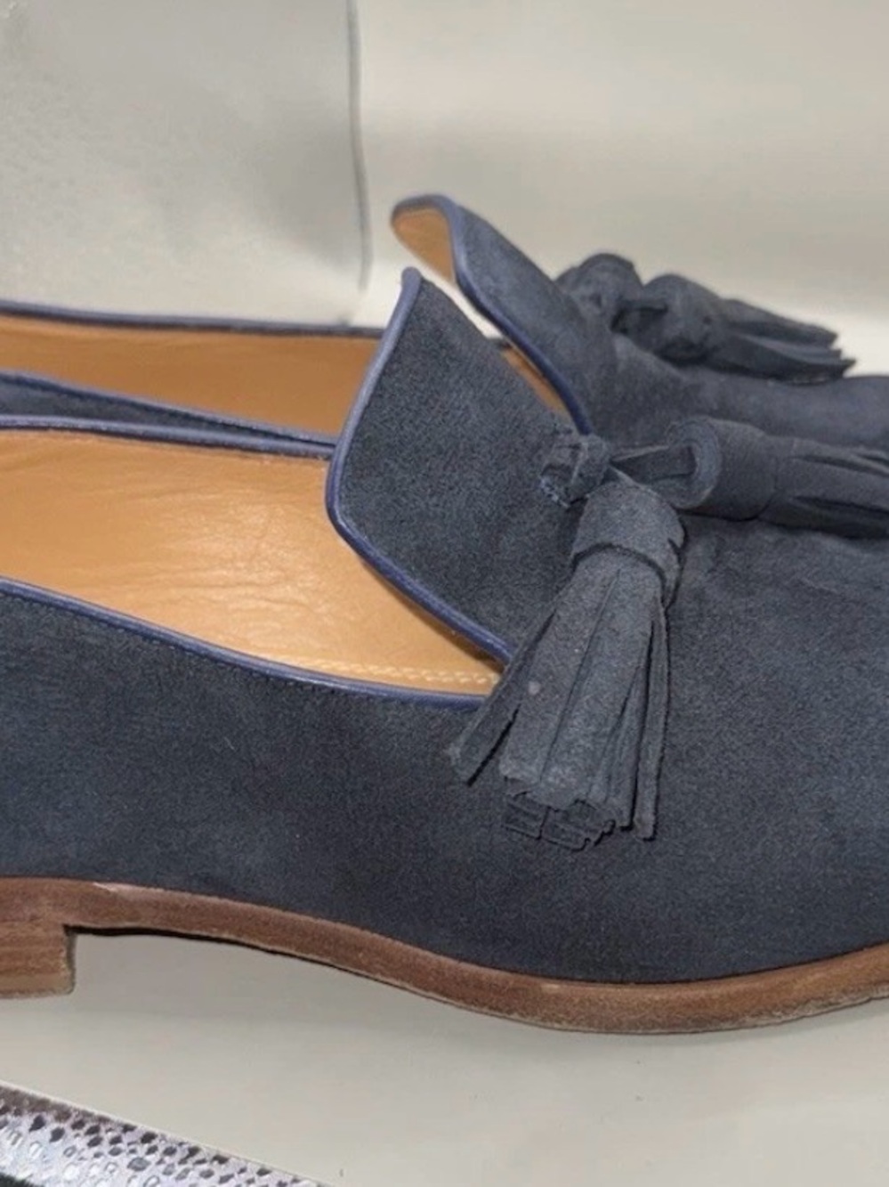 Jimmy Choo Blue Denim Foxley Tassel Loafers Size 42